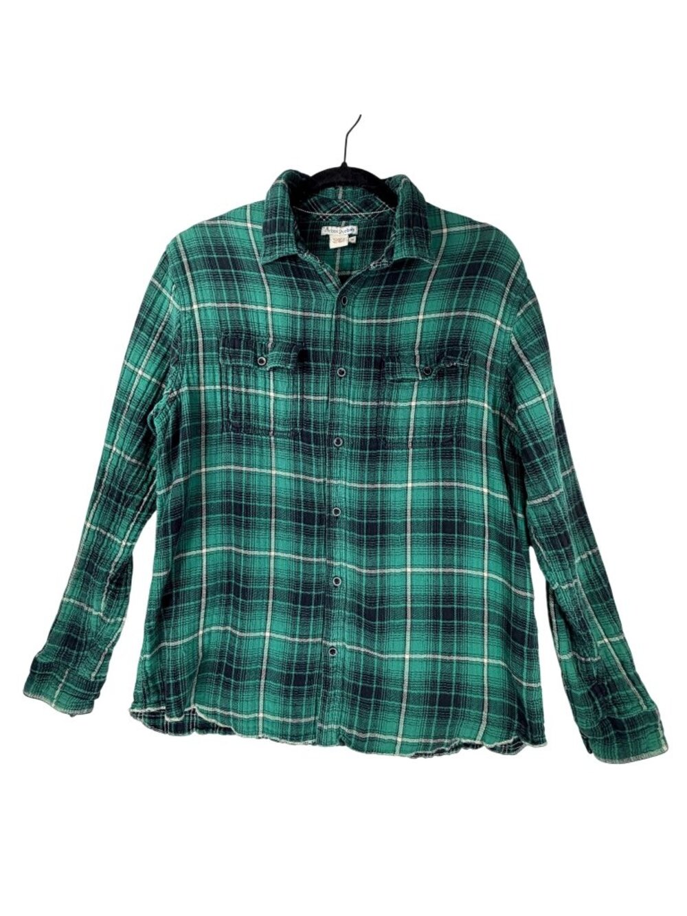 Carbon 2 Cobalt Green Plaid Flannel Shirt M Long Sleeve Button Down